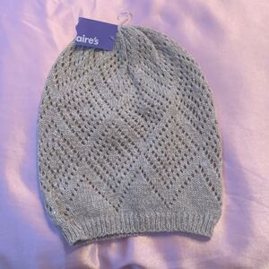 Claire's Women’s Tan Beige Cutout Winter Knit Geometric Beanie Hat Cap Slouch